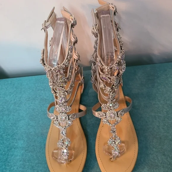 NWOT Gladiator Rhinestone Sandals - Picture 14 of 16